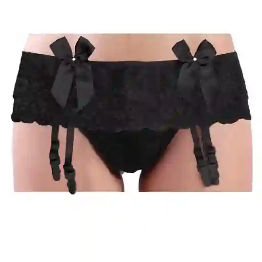 Liguero Negro En Encaje