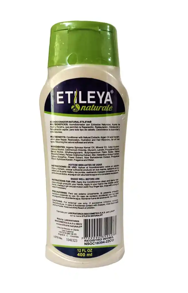 Acondicionador Etileya Pelo Natural 400ml