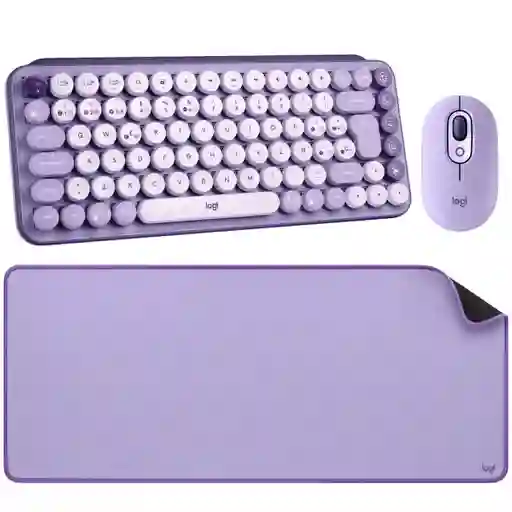 Logitech Combo Pop Keys + Pop Mouse Cosmos + Desk Mat