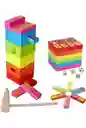 Jenga Multifuncional De Dibujos Animados De Madera De Colores Para Niños