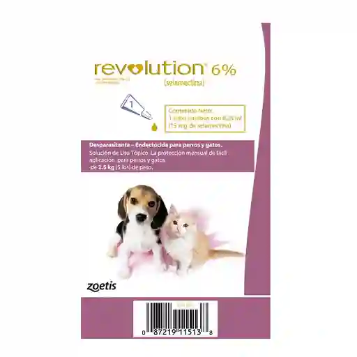 Desparasitante Interno Y Externo Revolution 6% Cachorros Perros Y Gatos