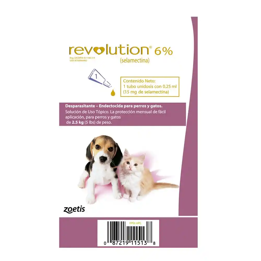 Desparasitante Interno Y Externo Revolution 6% Cachorros Perros Y Gatos
