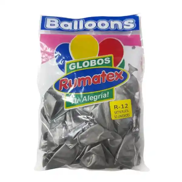 Bombas Globos Rumatex Metalizadas Plata X50 Unid