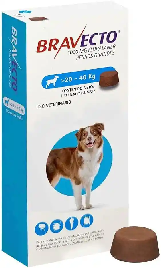 Bravecto De 20 A 40 Kg Antipulgas Y Garrapatas Para Perro Bravecto Perros