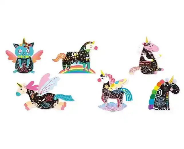 Set De Arte Para Raspar Marionetas Unicornios Juego Niñas