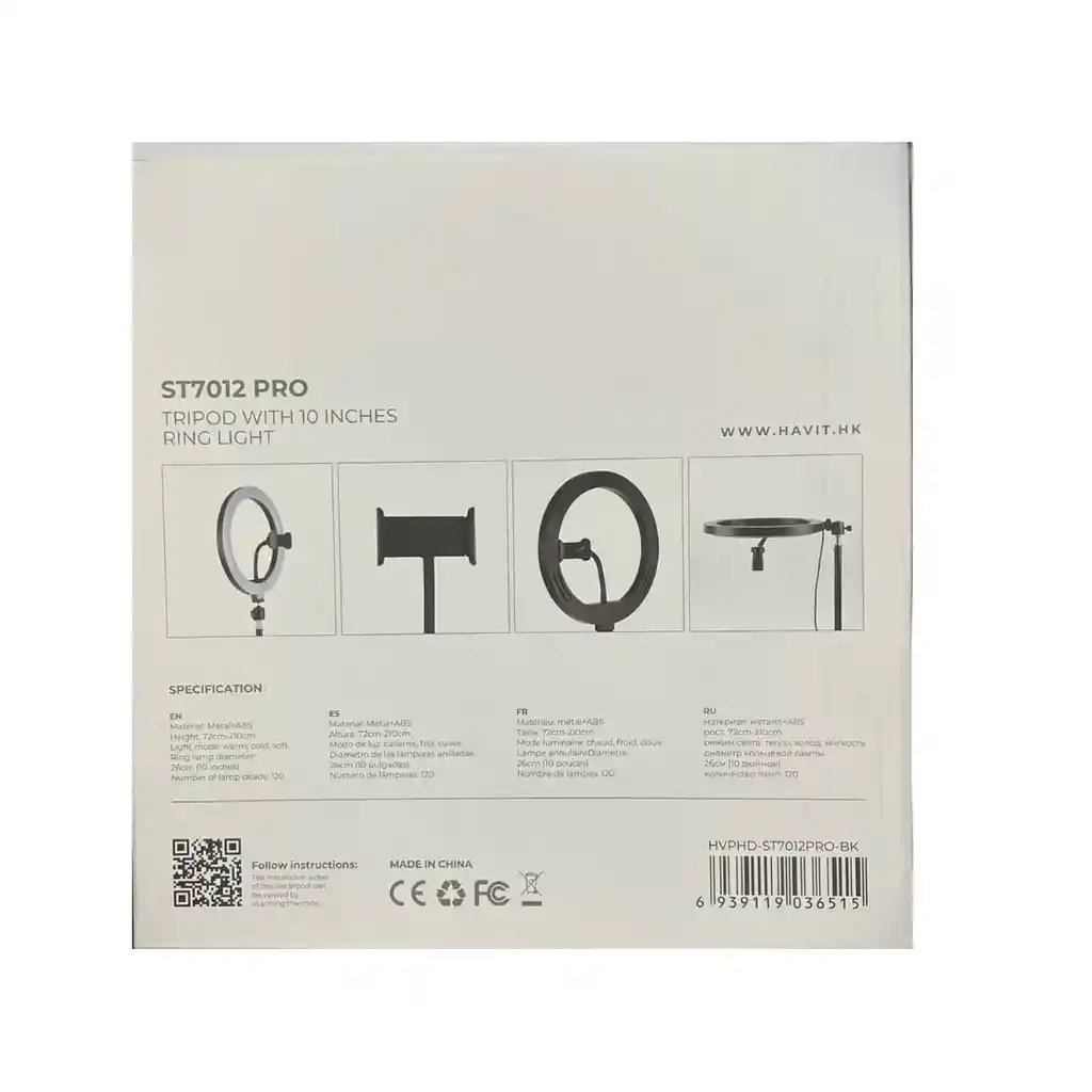 Aro De Luz Con Soporte Havit Pro St7012 Negro