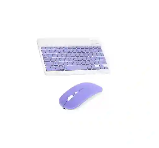Kit Mouse Y Teclado Bluetooth Tablet - Pc - Celular 10 Lila