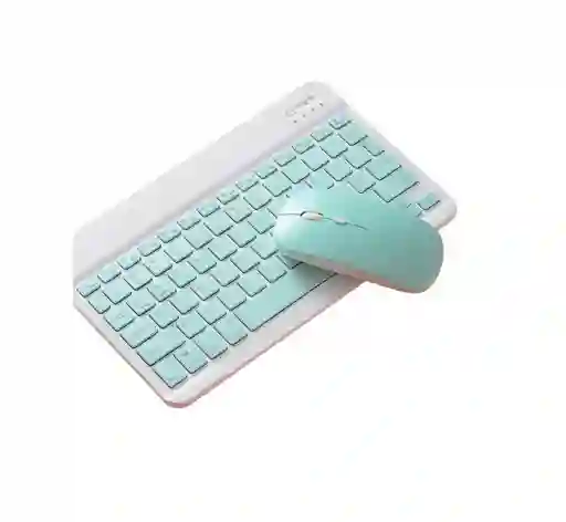 Kit Mouse Y Teclado Bluetooth Tablet - Pc - Celular 10 Verde Menta