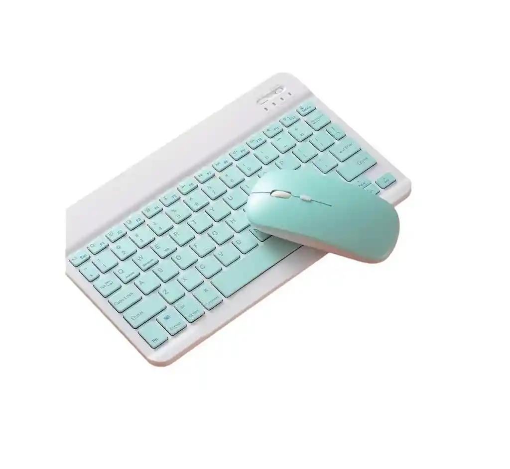 Kit Mouse Y Teclado Bluetooth Tablet - Pc - Celular 10 Verde Menta