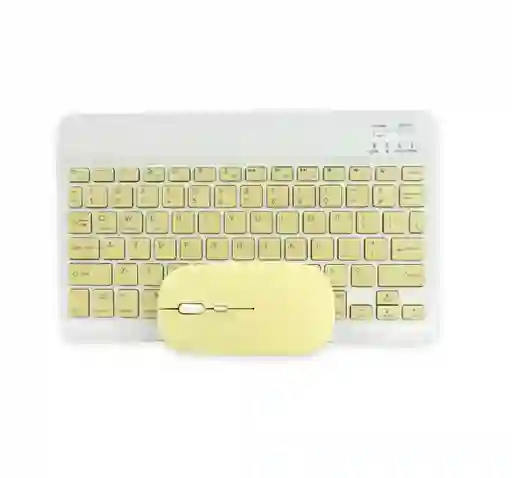 Kit Mouse Y Teclado Bluetooth Tablet - Pc - Celular 10 Amarillo