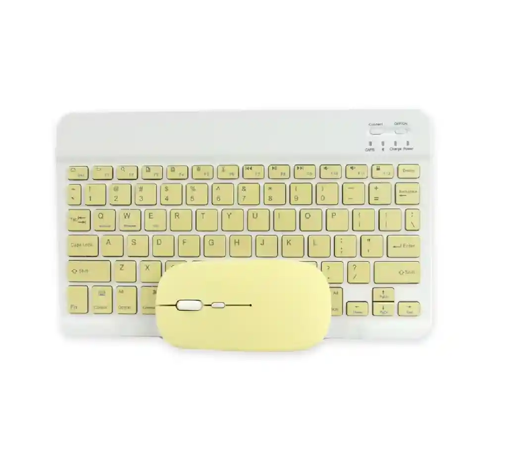 Kit Mouse Y Teclado Bluetooth Tablet - Pc - Celular 10 Amarillo
