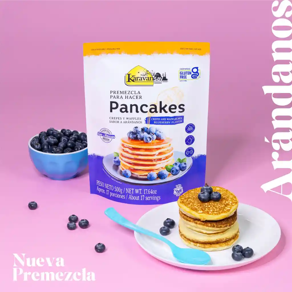 Premezcla Para Hacer Pancakes, Crepes Y Waffles Sabor Arándanos