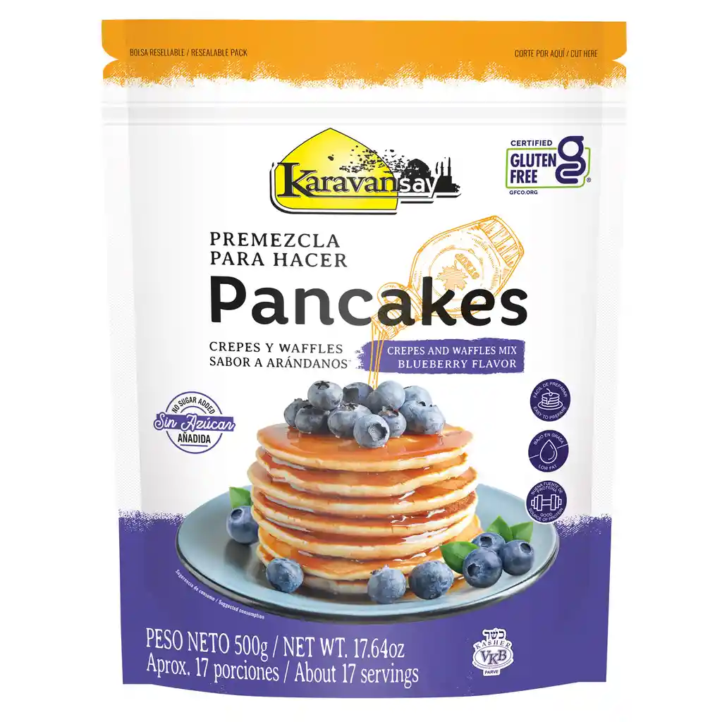 Premezcla Para Hacer Pancakes, Crepes Y Waffles Sabor Arándanos