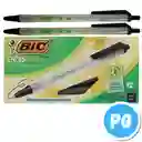 Caja De Esfero Bic Retractil X12 Unds Negro Ecologico Ecolutions 62% Plastico Reciclado