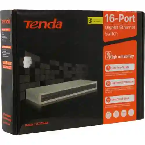 Switch Metálico Tenda Teg1016m De 16 Puertos Gigabit No Administrable