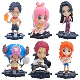 Figuras De Acción Anime One Piece Base Timón X6, Modelo Ace, Robin, Nami, Shanks, Chopper, Shirahoshi Juguetes De Colección Kawaii, Pvc, 9cm