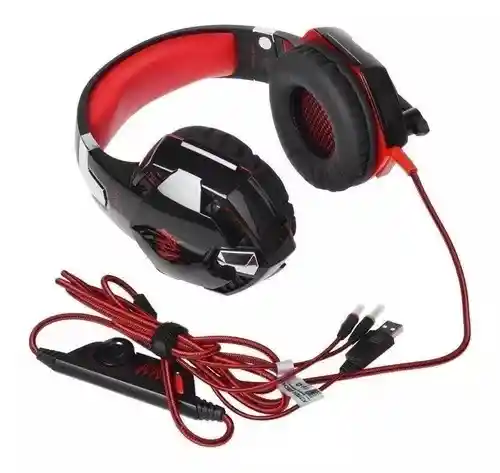 Audífonos Gamer Kotion G2000 Negro Y Rojo Con Luz Led