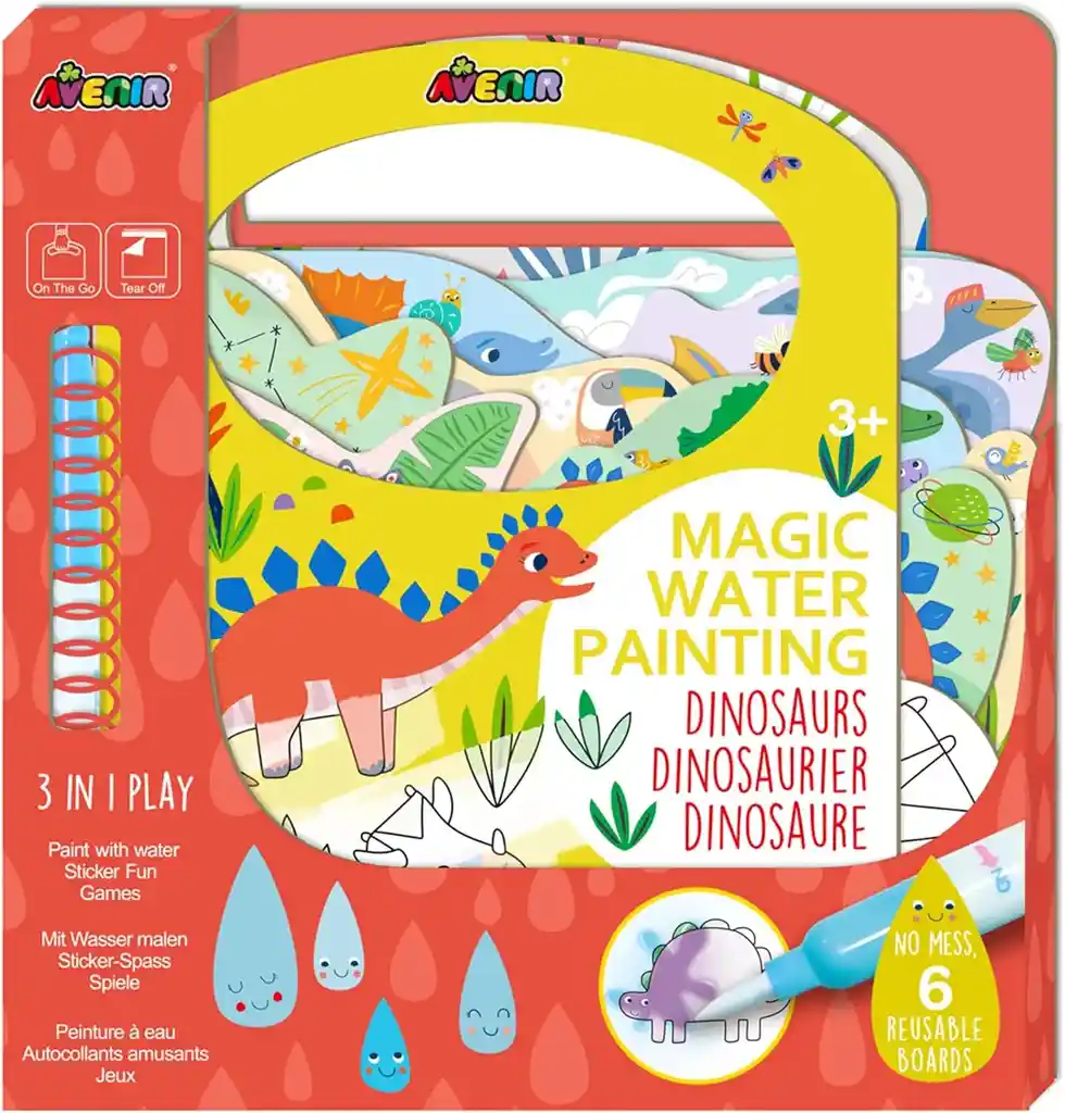 Libro Para Colorear Con Agua Reutilizable Niños Dinosaurios