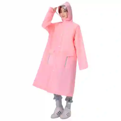 Capa Lluvia Lujo Adulto Impermeable Visera Moto Reflectivo Rosa