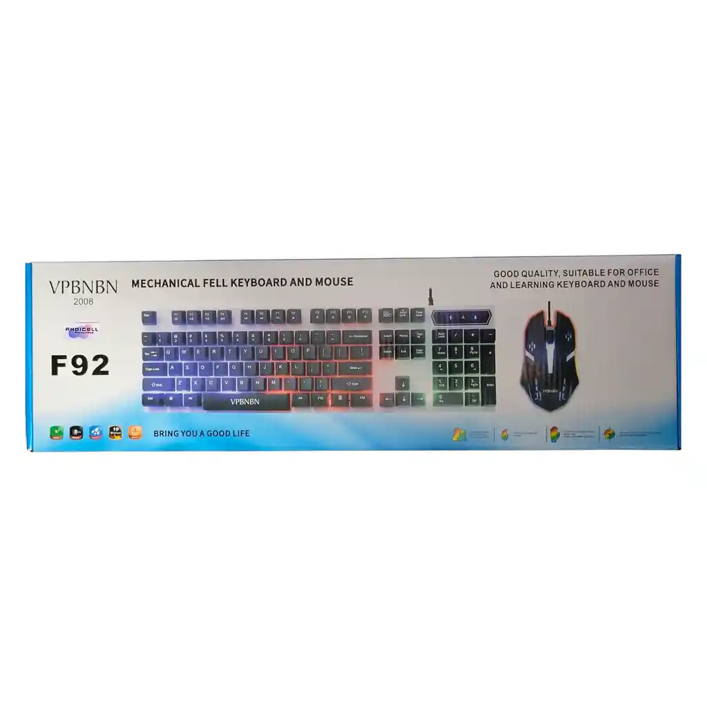 Combo Teclado Y Mouse Usb Gamer F92 Luces Multicolor