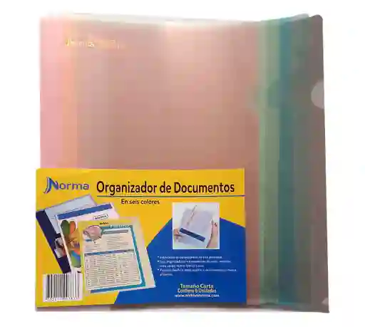 Paquete De Organizador Documentos Norma Carta X6 Unds Surtida En Colores Carpeta En L Plastica