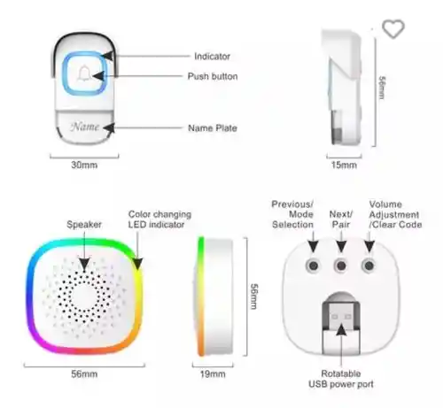 Timbre Inalambrico Niveles Indicador Led