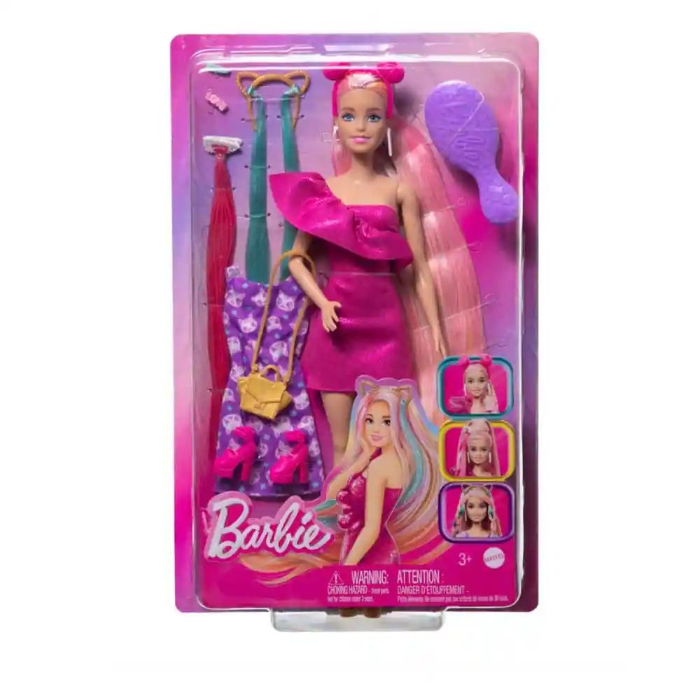 Set De Barbie Totally Hair Pelo Lacio Extralargo Hkt96