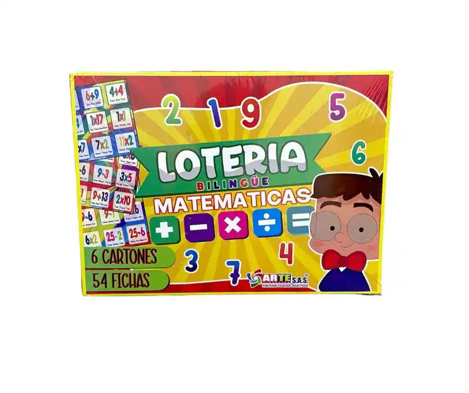 Juego Lotería Matemáticas Bilingüe Operaciones Básicas Niños