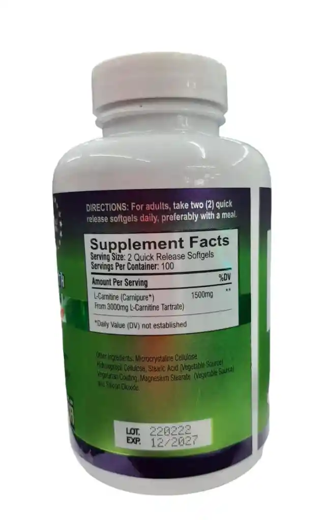 L-carnitine 3000mg 100 Softgels