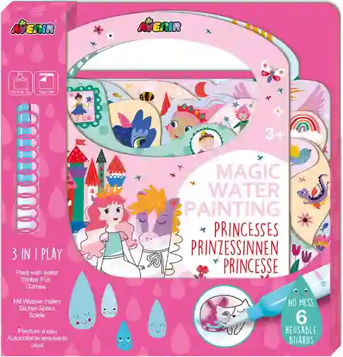 Libro Para Colorear Con Agua Reutilizable Niñas Princesas