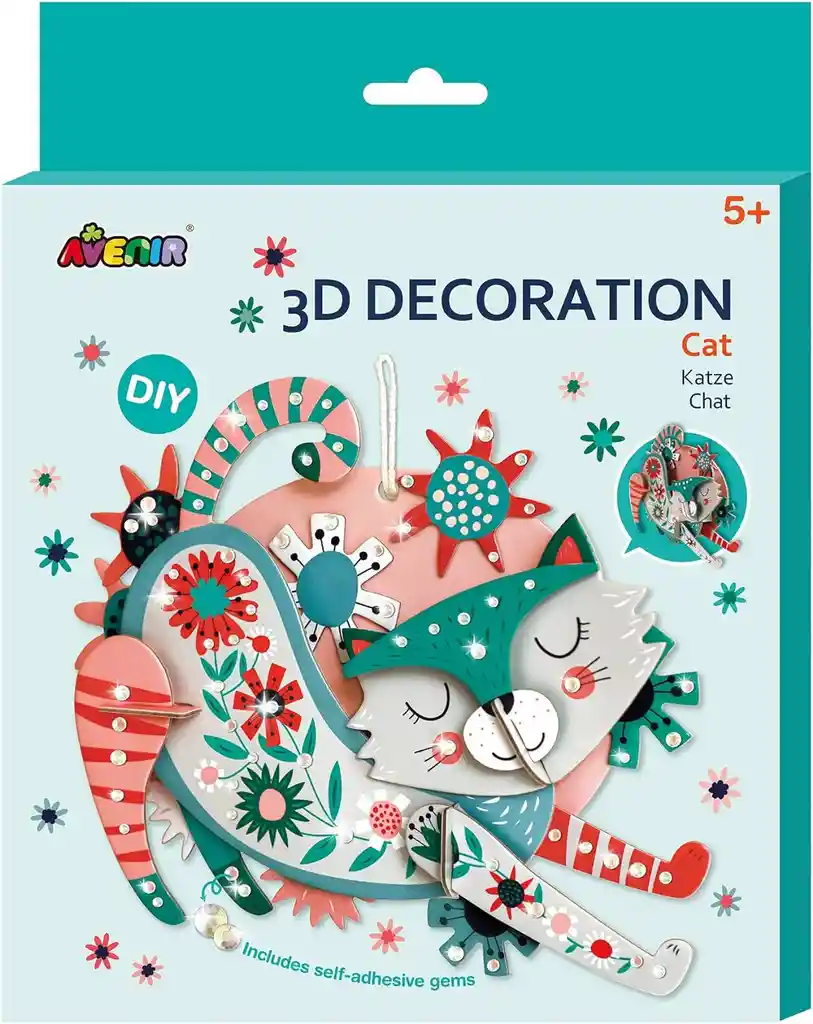 Set De Arte Y Manualidades Niñas Gato 3d Para Decorar