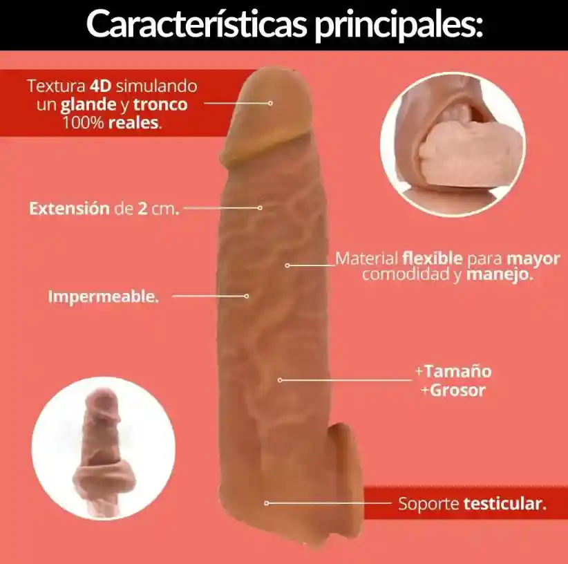 Funda Extensora Realista Textura Estimulante Sexual