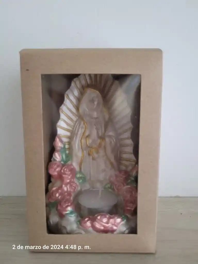 Virgen De Guadalupe Medio Cuerpo Mas Vela De Pebetero