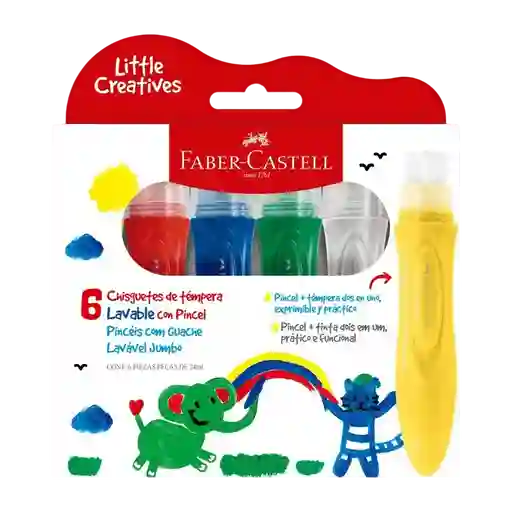 Témpera Lavable Con Pincel Faber Castell Estuche X6