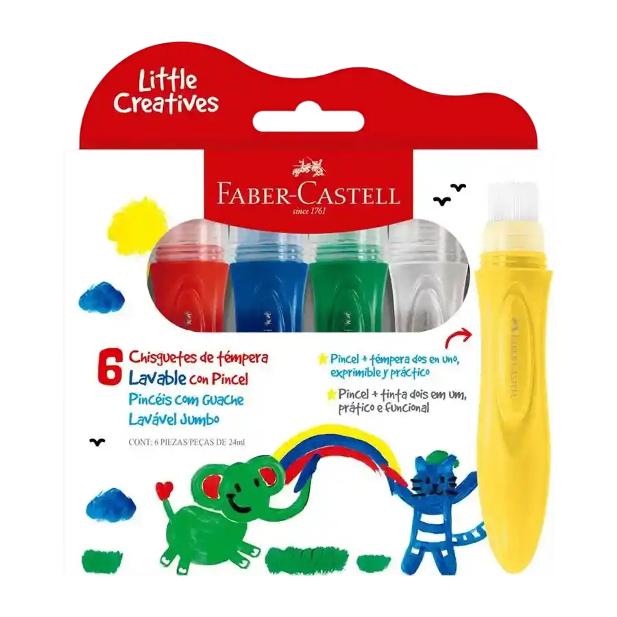 Témpera Lavable Con Pincel Faber Castell Estuche X6