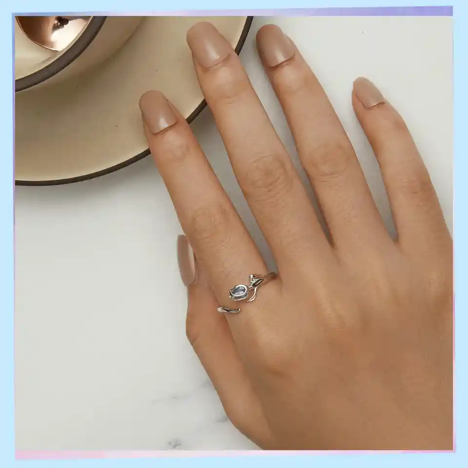 Anillo Ajustable Para Mujer Flor Tulipán Fabricado En Plata 925