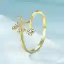 Anillo Ajustable Dorado Para Mujer Avión Viajes En Plata 925