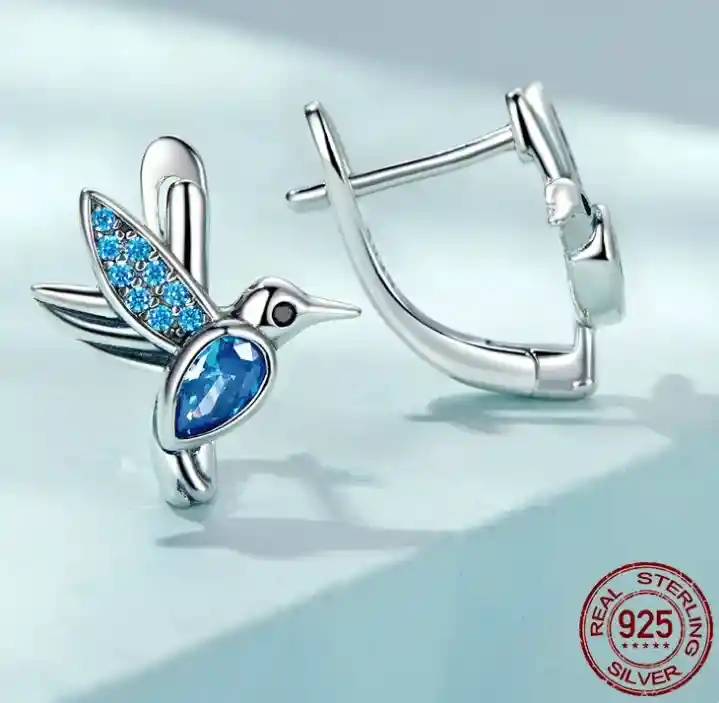 Aretes Pendientes Para Mujer Diseño Colibrí En Plata 925