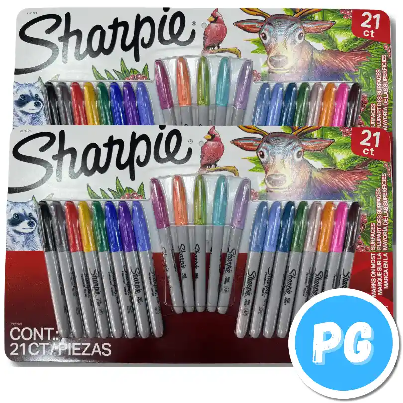 Paquete De Marcadores Sharpie Punta Fina X21 Unds Surtidas