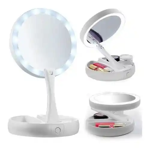 Espejo De Maquillaje Led Tocador Doble Cara Aumento