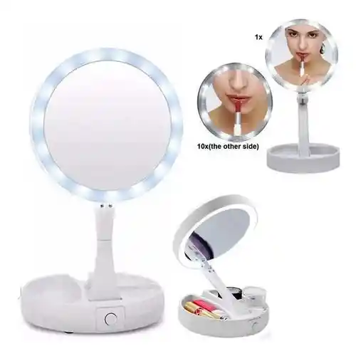 Espejo De Maquillaje Led Tocador Doble Cara Aumento