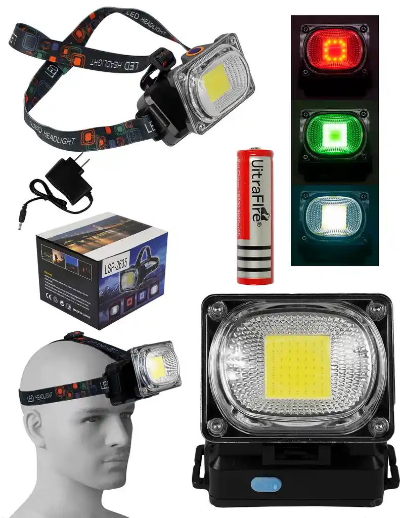 Linterna Frontal Para Cabeza Recargable