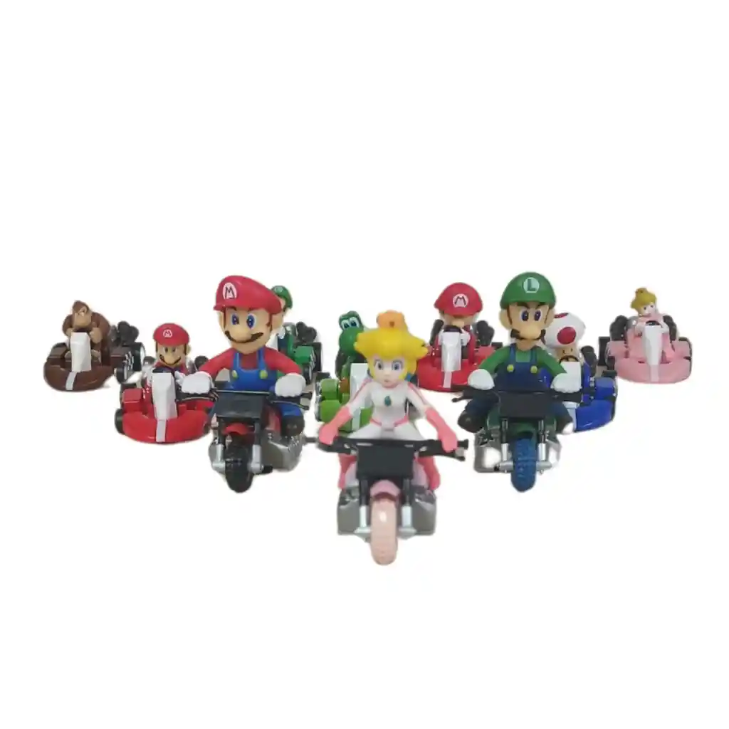 Set / Colección De 10 Mini Kart De Mario Con Impulso