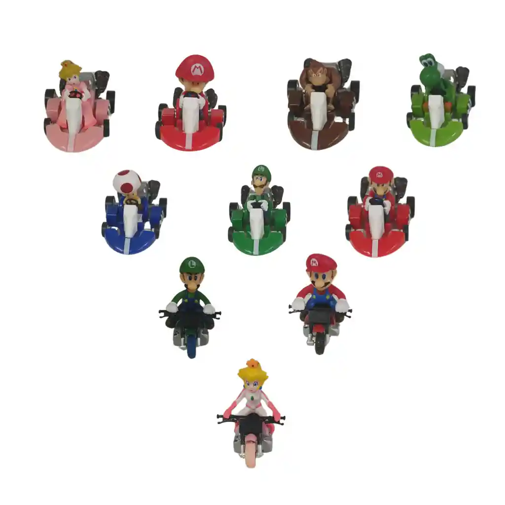 Set / Colección De 10 Mini Kart De Mario Con Impulso