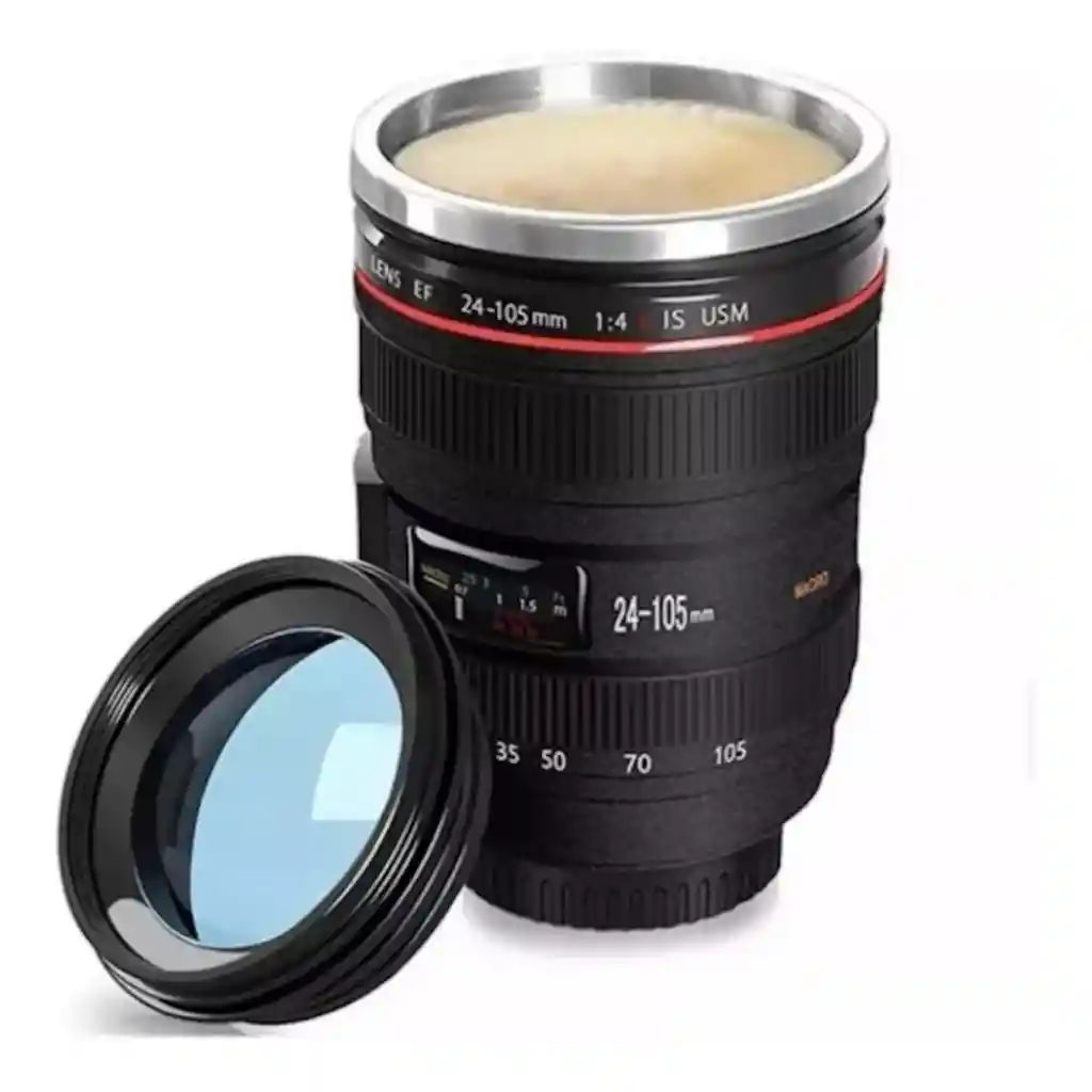 Vaso Mug Lente Camara Termo Antideslizante Taza Pocillo