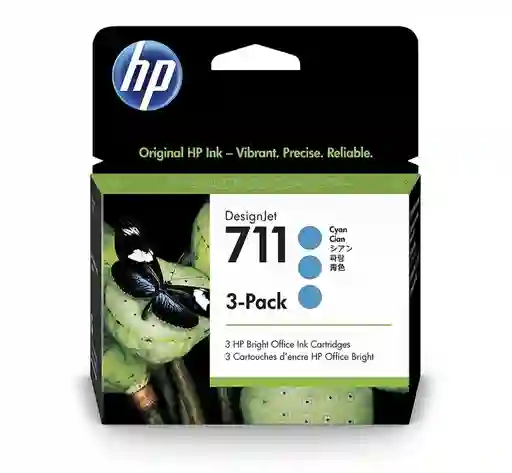 Cartucho De Tinta Hp 711 Cian 3 Pack 29ml