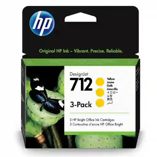 Cartucho De Tinta Hp Desingjet 712 Amarillo Pack De 3 29ml