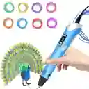 Lápiz 3d Azul - Lapicero Dibujo 3d Impresión + 3 Filamentos