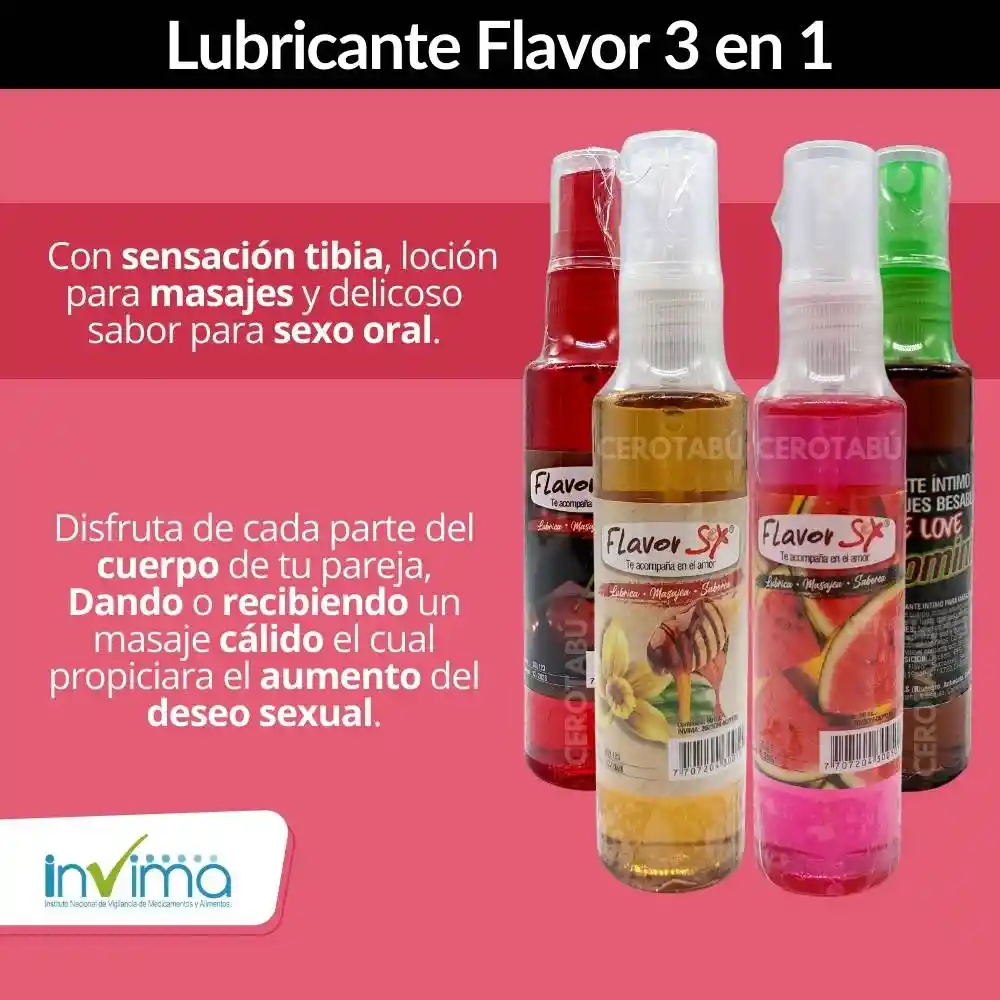 Lubricante Trio Masajes Eroticos Sexo Oral Flavor 60 Ml