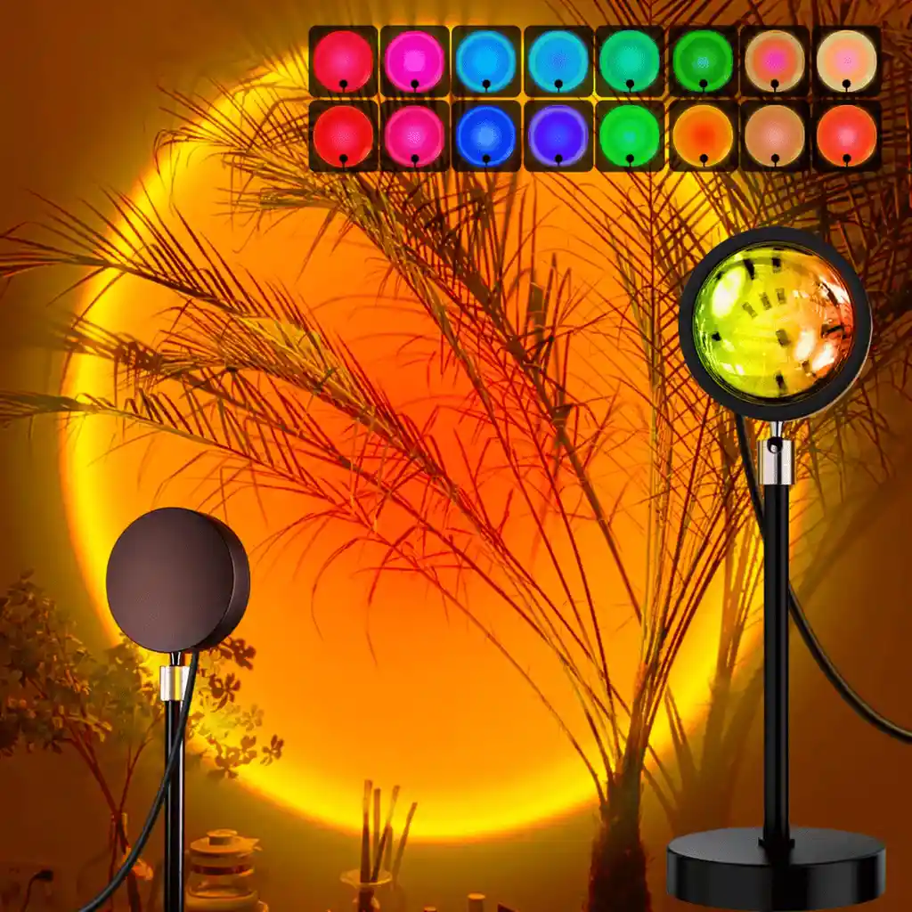 Lámpara Luz Led Proyectora Atardecer Decorativa Profesional Color De La Estructura Negro